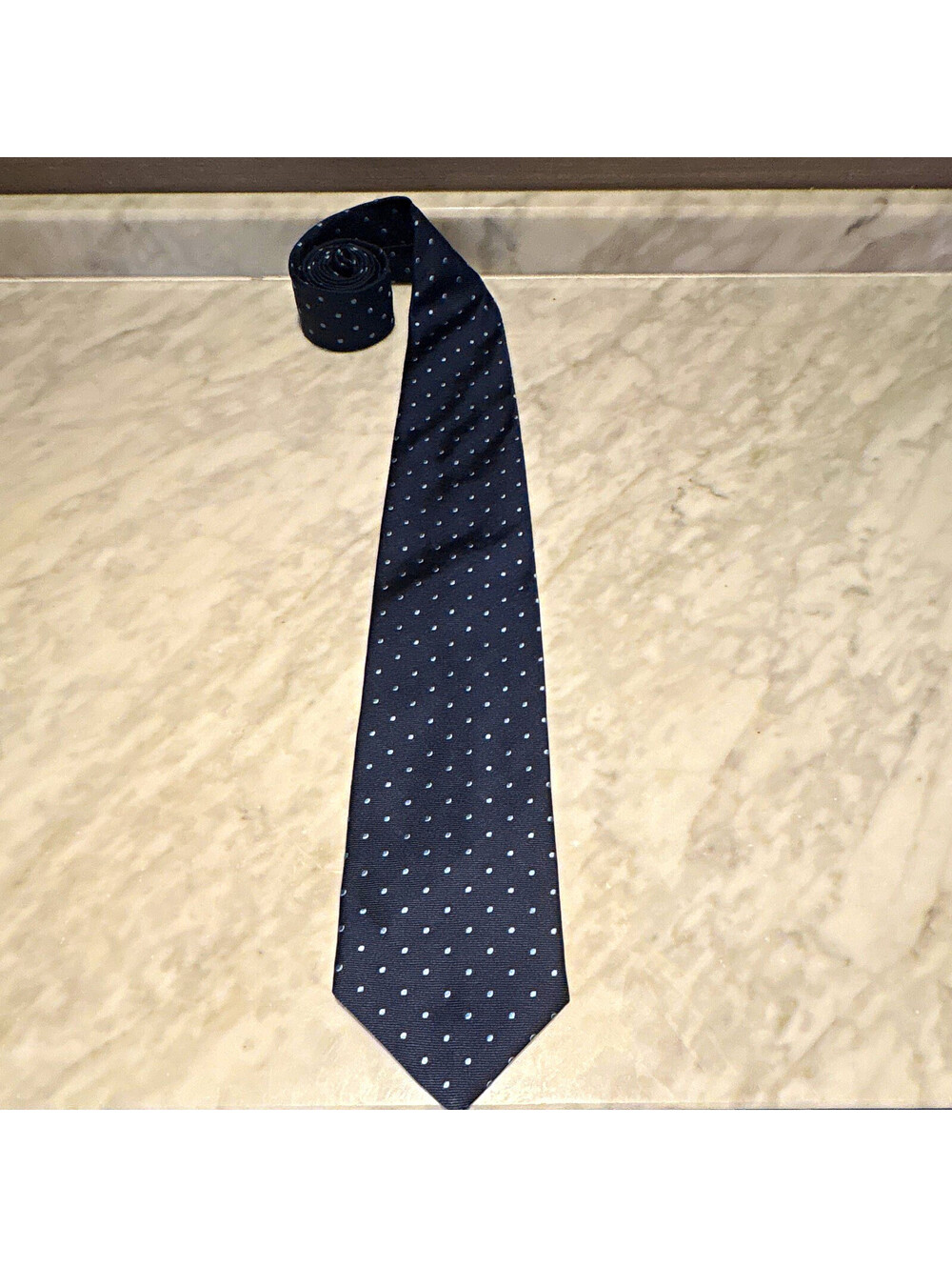 Brooks Brothers 346 Men's Woven Pure Silk Polka Dot Tie Blue